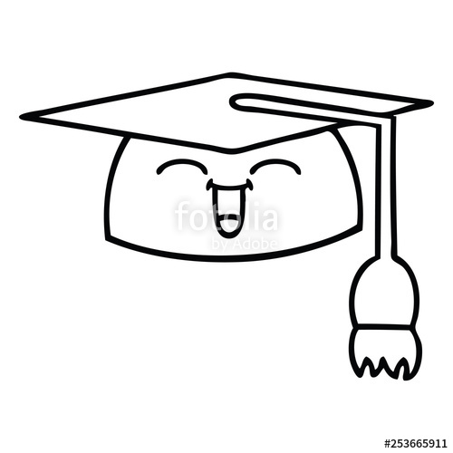 500x500 Line Drawing Cartoon Graduation Hat Stock Image And Royalty Free