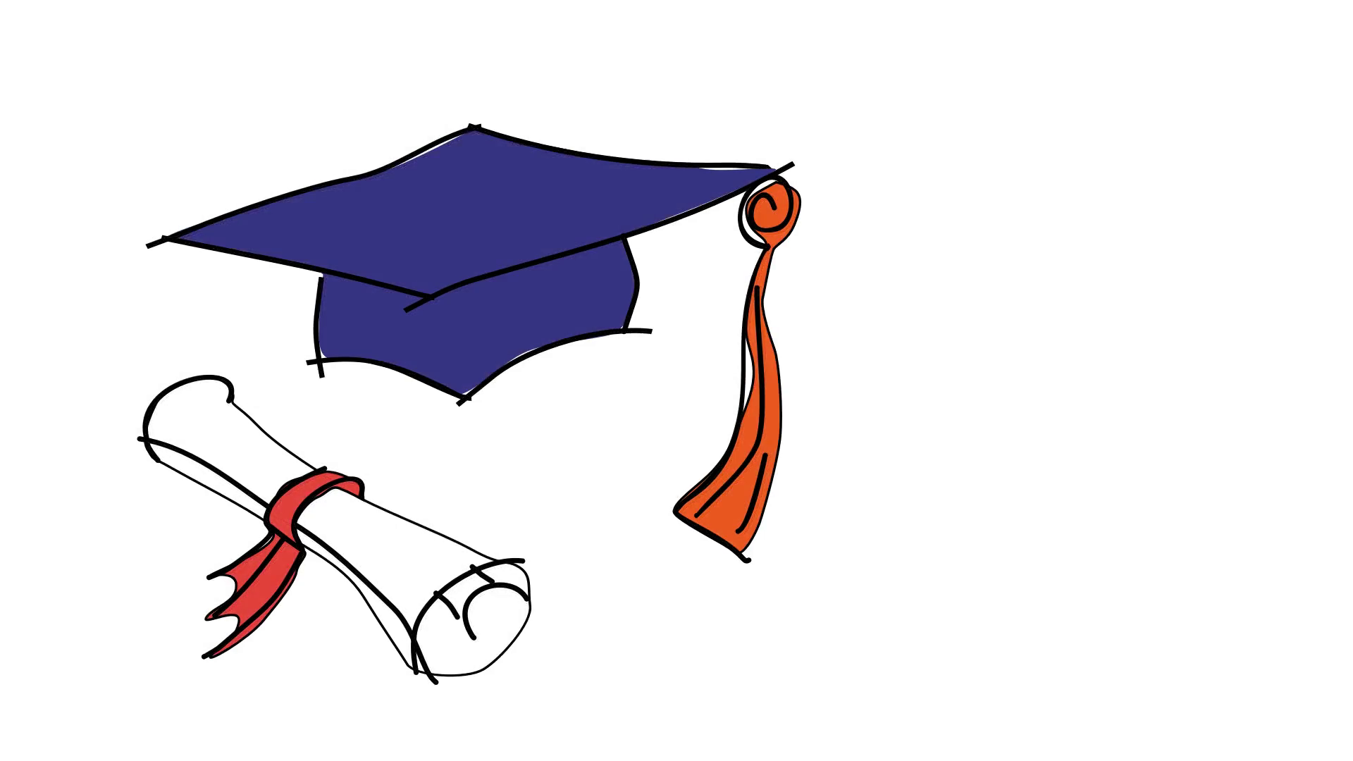 1920x1080 Animated Drawing Of Diploma And Graduation Cap Motion Background
