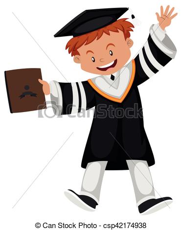 372x470 Man In Black Graduation Gown Illustration Vectors
