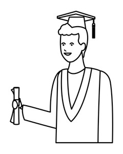 240x300 Student Man With Graduation Gown And Hat Vector Illustration