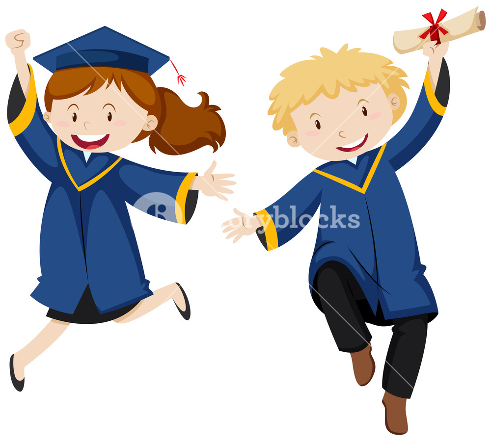 1000x899 Boy And Girl In Graduation Gown Royalty Free Stock Image