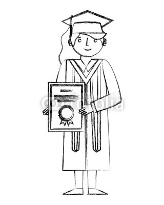 320x400 graduate woman in graduation robe and cap holds diploma buy