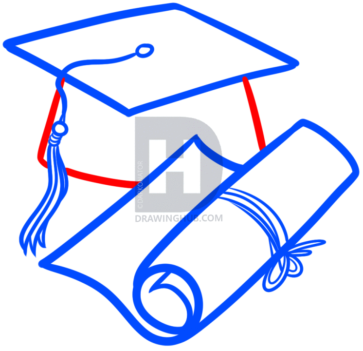746x720 How To Draw A Graduation Cap, Step
