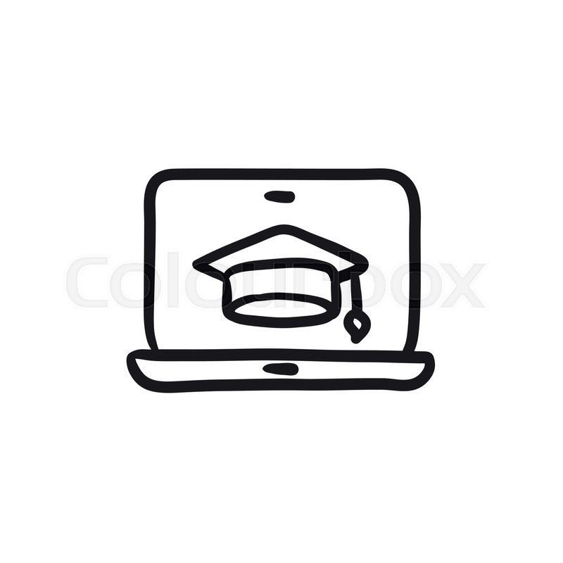 800x800 Laptop With Graduation Cap On Screen Stock Vector Colourbox