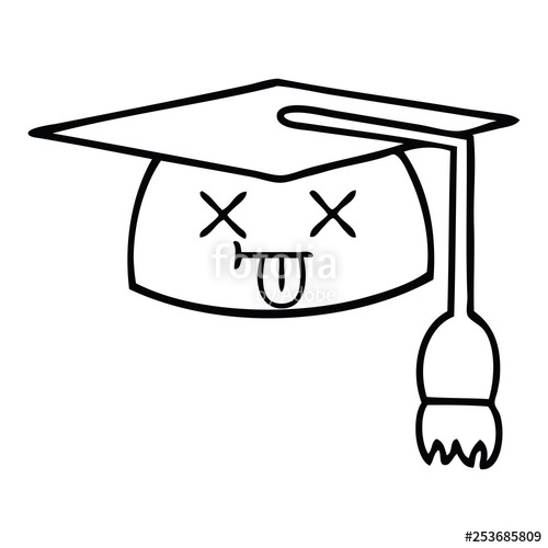 500x500 Line Drawing Cartoon Graduation Hat Stock Image And Royalty Free