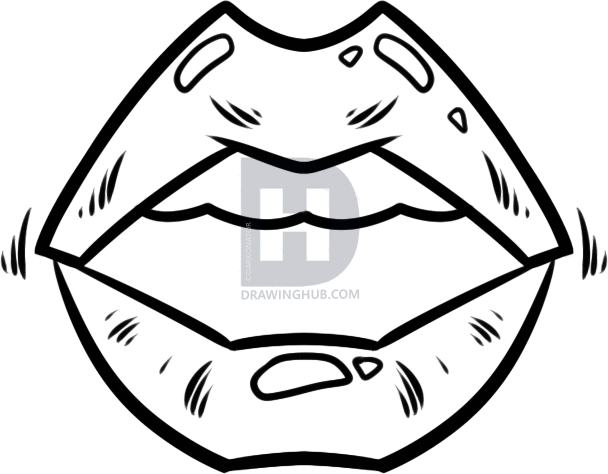 608x474 How To Draw Graffiti Lips, Step