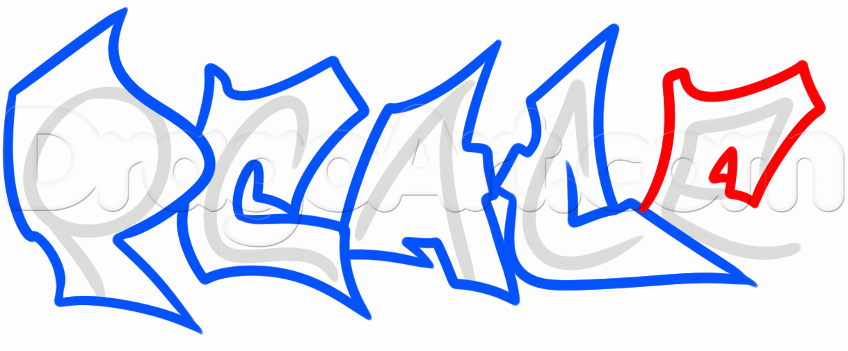 1219x505 How To Draw Graffiti Peace, Step