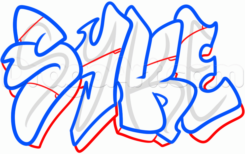 973x613 How To Draw A Graffiti Word, Step