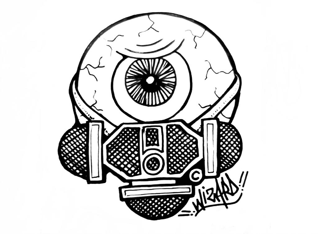 1024x756 One Eye Graffiti Sticker Gas Mask