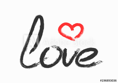 500x354 Handwritten Text Love And Outline Of Heart Lettering Drawn