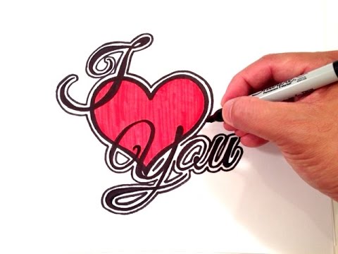 480x360 How To Draw I Love You With A Heart And Border