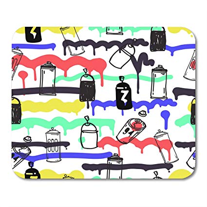 425x425 Nakamela Mouse Pads Green Mural Tags Black And White