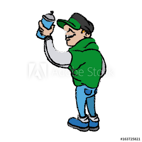 500x500 Cartoon Young Guy Graffiti With Spray Paint