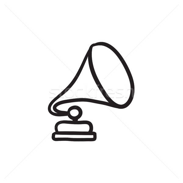 600x600 gramophone sketch icon vector illustration andrei krauchuk