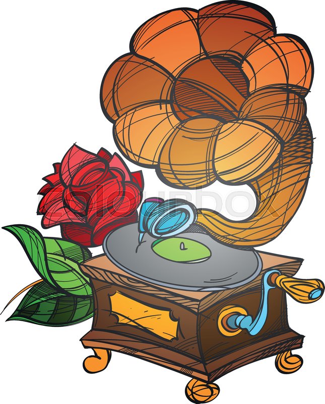 645x800 gramophone ancient musical stock vector colourbox