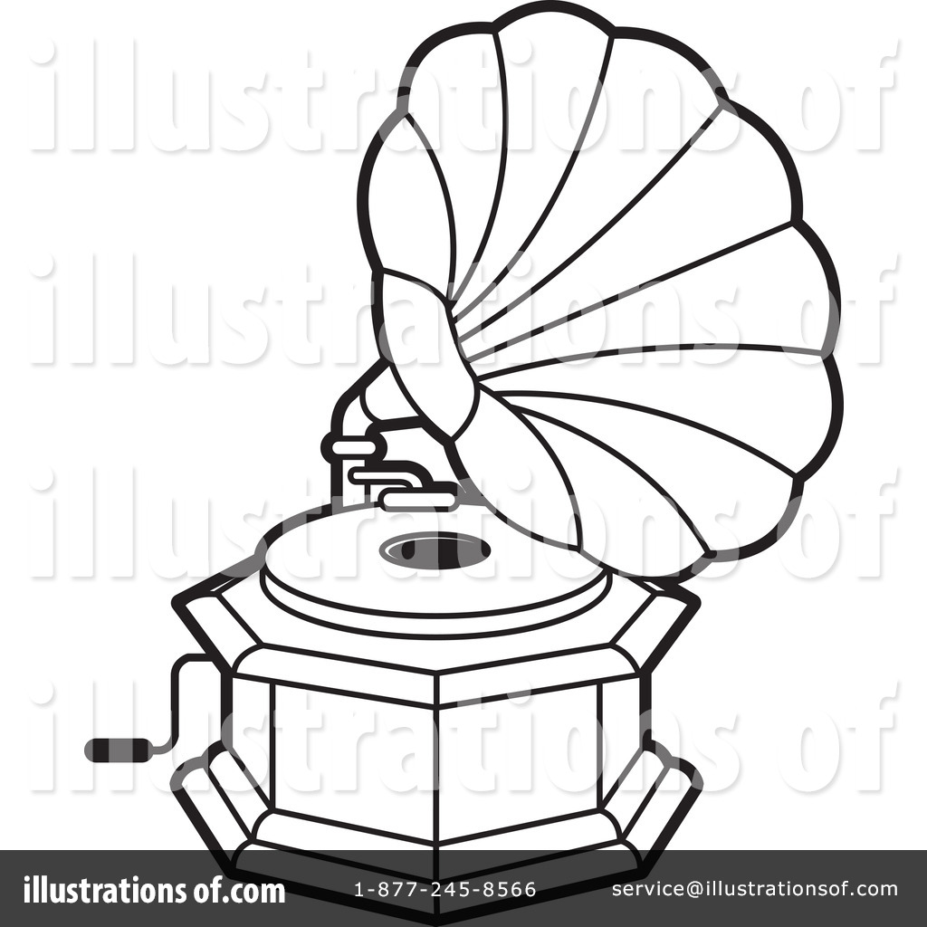 1024x1024 gramophone drawing line for free download