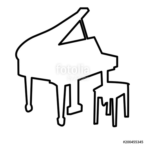 500x500 Grand Piano Outline On White Background Stock Image And Royalty