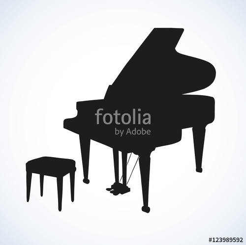 500x499 Vector Drawing Of An Open Grand Piano Stock Image And Royalty