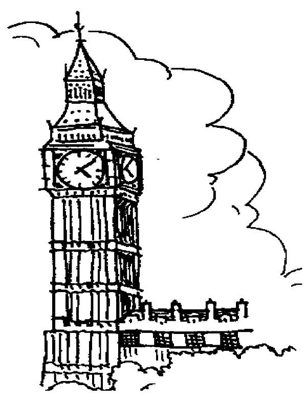 600x788 Drawing London Clock Tower Coloring Pages