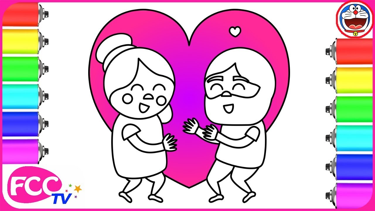 1280x720 Funny Grandfather, Grandmother Coloring