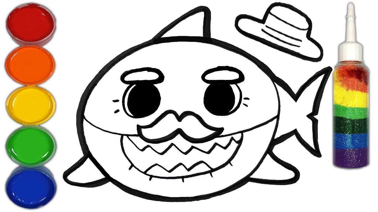 1280x720 Glitter Grandfather Shark Coloring And Drawing For Kids, Toddlers