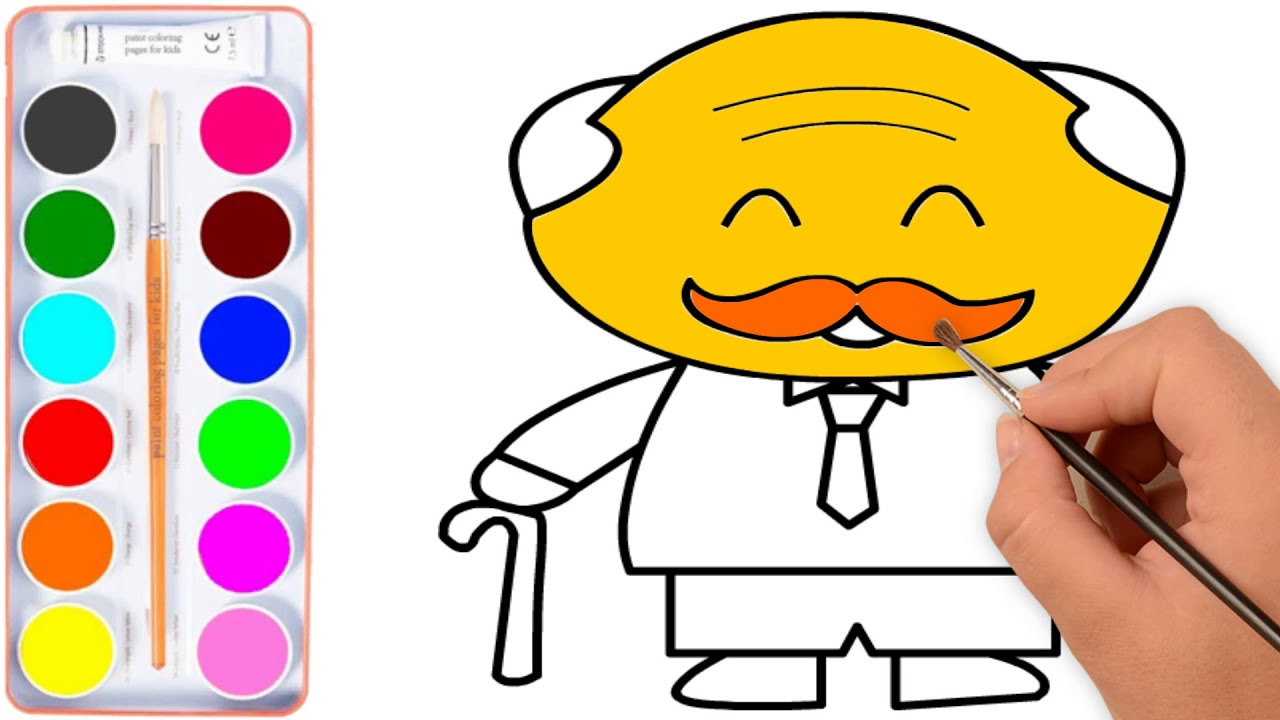 1280x720 Grandfather Drawing Coloring For Kids, Grandpa Coloring Pages