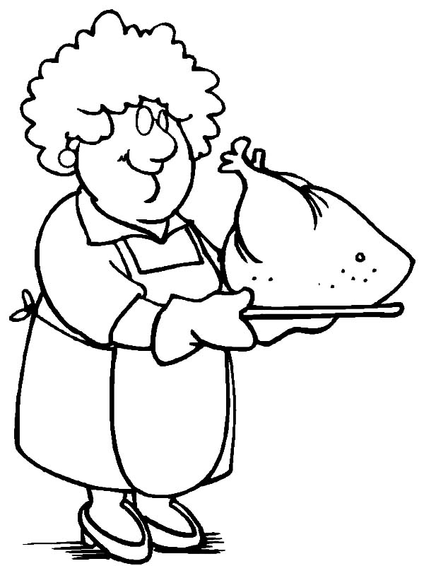 600x800 Grandmother Cooking Turkey Coloring Pages Color Luna