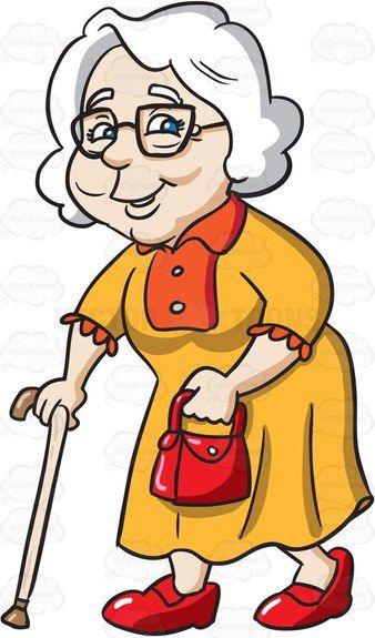 338x575 A Charming Grandmother Going Out For A Walk Drawing Cartoons