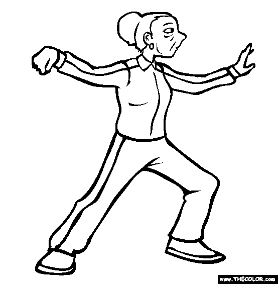 554x565 Taichi Grandma Online Coloring Page