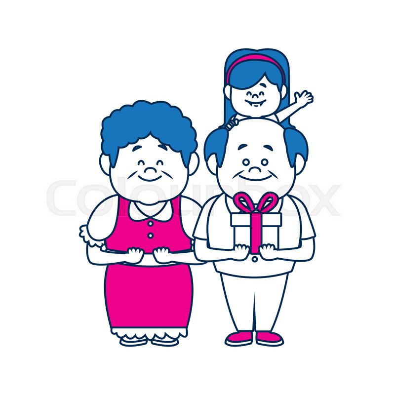 800x800 Happy Grandparents Standing With Their Stock Vector Colourbox