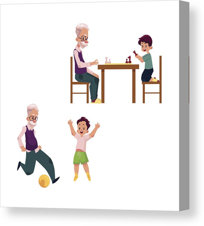 678x750 Vector Flat Grandparents And Children Set Canvas Print Canvas