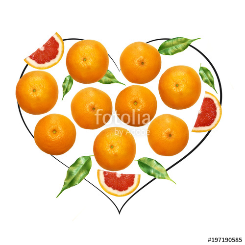 500x500 Fruit Composition With Fresh Grapefruit And Cartoon Cute Doodle