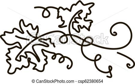 450x279 Vector Line Icon Grape Leaves One Line Drawing Isolated