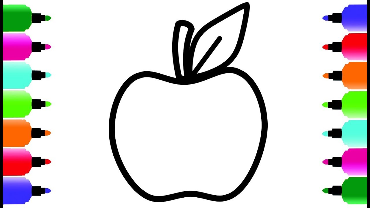 1280x720 Drawing Fruit, Apple, Grapes, Orange And Coloring Pageslearning