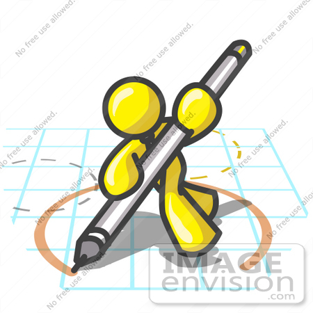 450x450 Clip Art Graphic Of A Yellow Guy Character Drawing A Circle