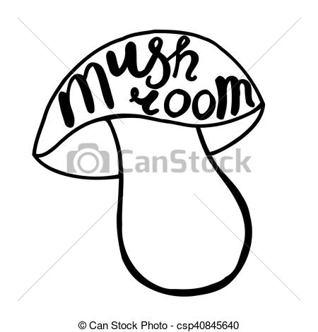 450x470 Mushroom Graphic Drawing Trace With Art Lettering Vector