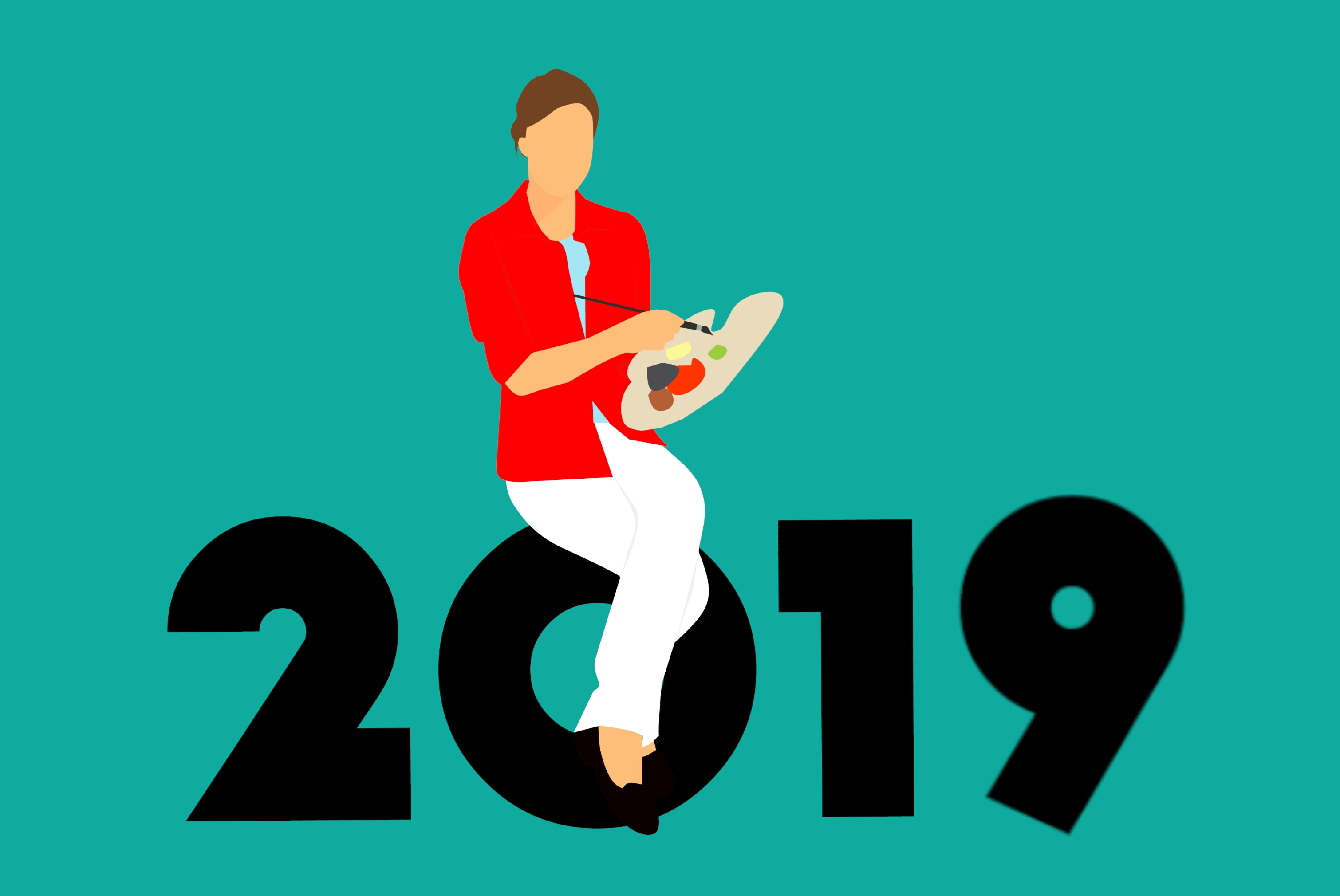 3020x2020 Free Images Newyear, Artist, Female, Paintbrush, Palette