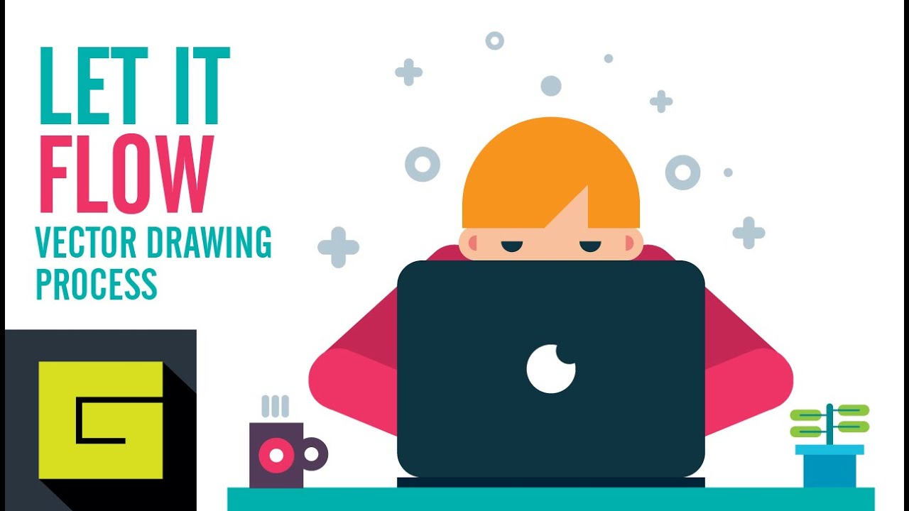 1280x720 Let It Flow Computer Boy, Flat Character Drawing Process