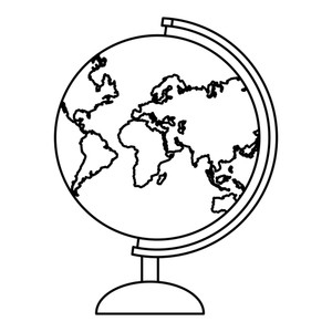 300x300 Earth Globe Map Drawing In White Background Vector Illustration