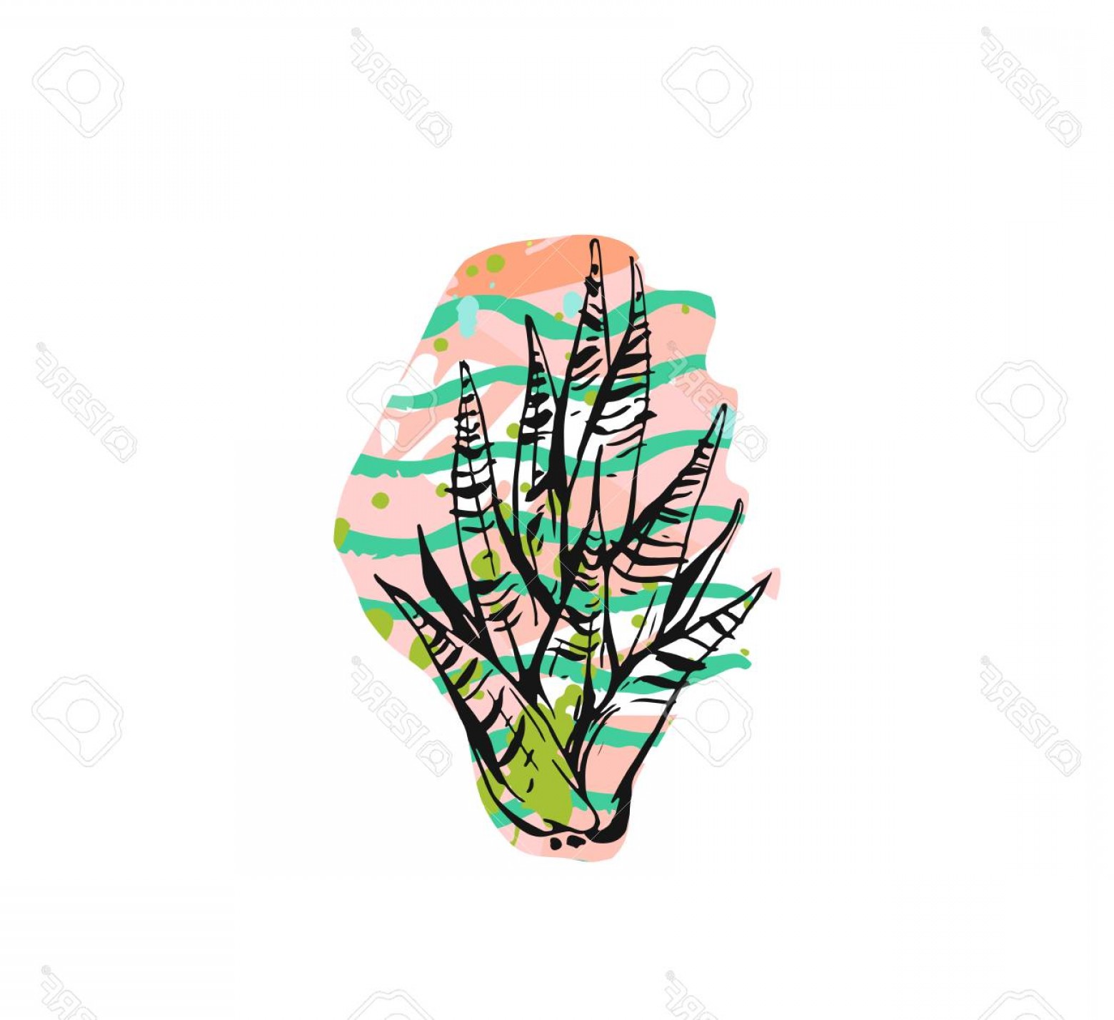 1560x1428 Photostock Vector Hand Drawn Vector Abstract Graphic Drawing Aloe
