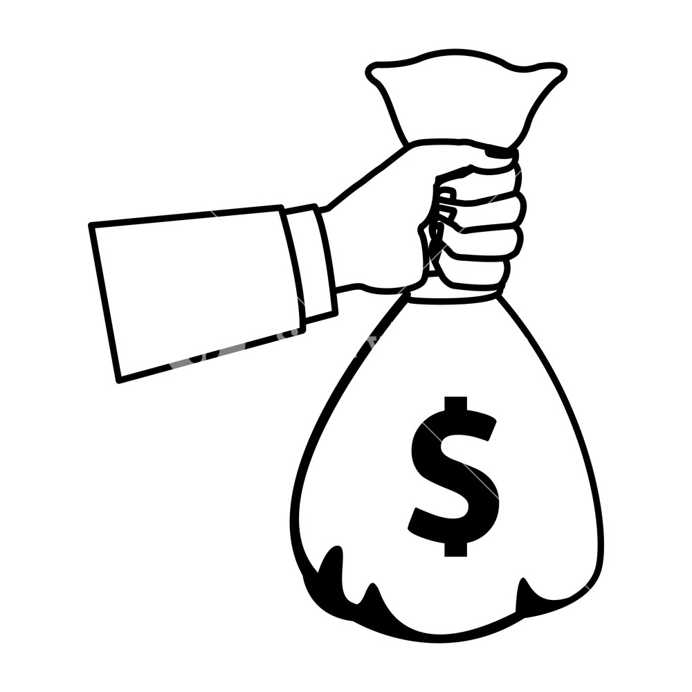 1000x1000 Money Bag With Hand Drawing In White Background Vector
