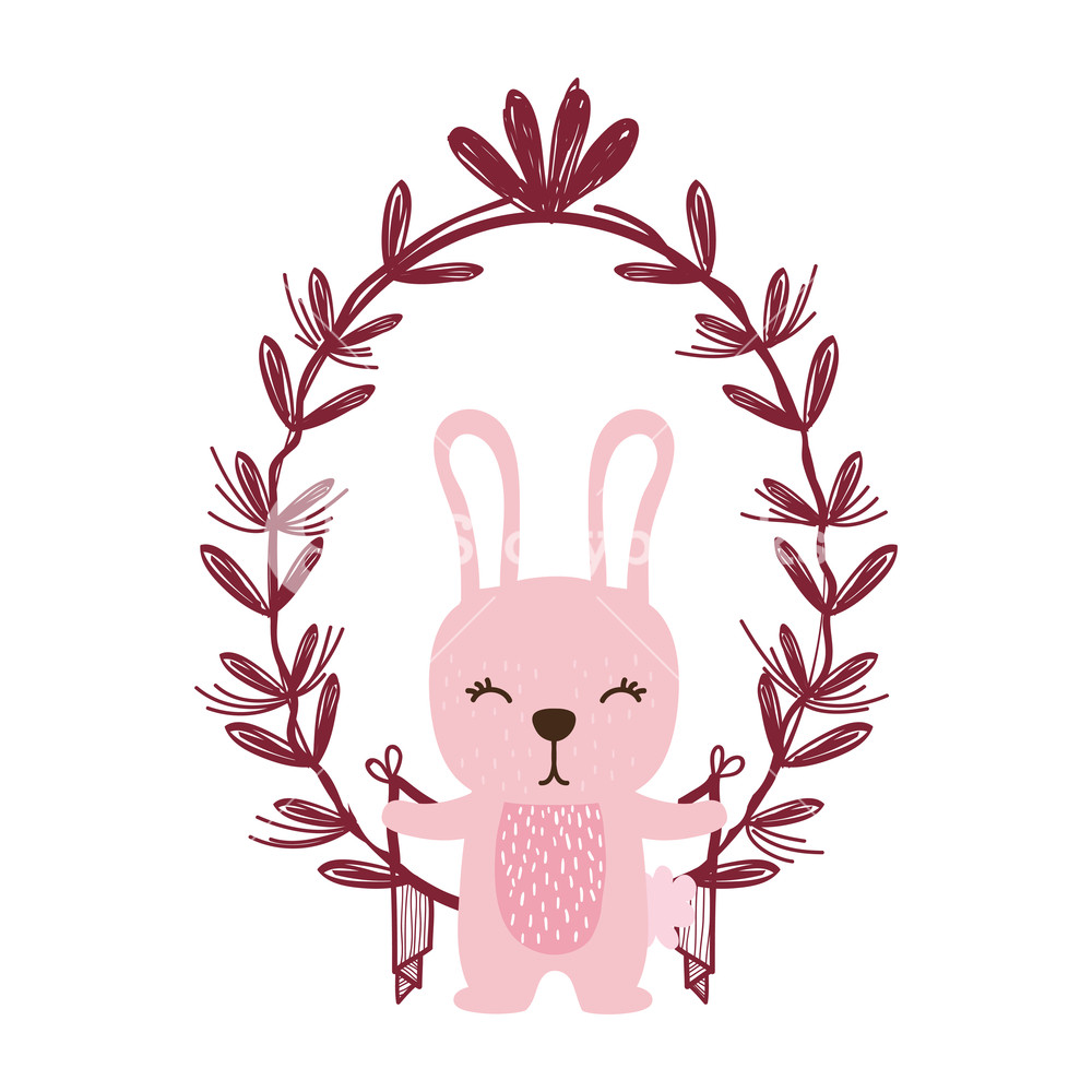 1000x1000 Rabbit With Leaves Drawing Vector Illustration Graphic Design