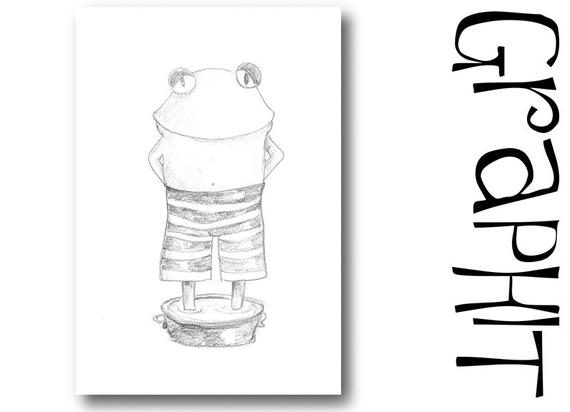 570x412 Frog In Footbath Graphite Drawing Etsy