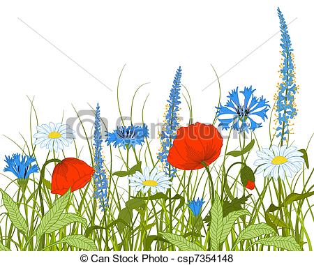 450x380 Vector Field Flowers Vector Field With Fantasy Flowers And Grass