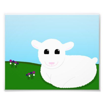 422x422 Sweet Smiling Lamb Drawing Photo Print