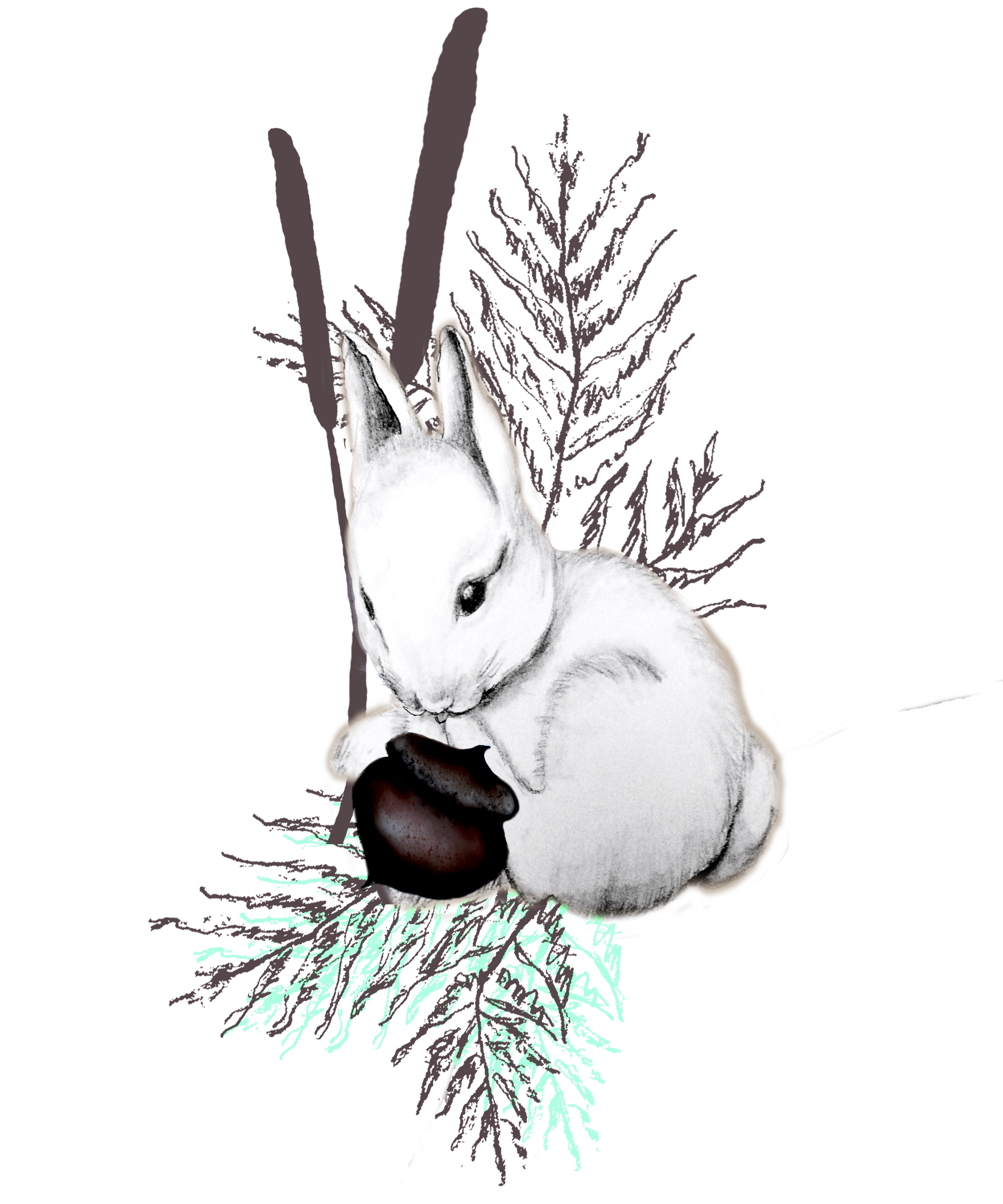 4500x5400 Vintage Style White Bunny In Nature Perfect For A Kids Room As