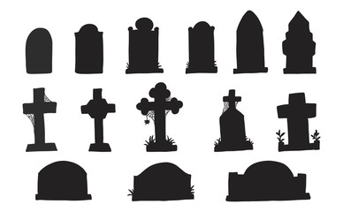388x240 Set Of Grave Marker Vector On White Background Cemetery Mark