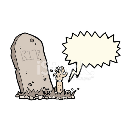440x440 Cartoon Zombie Rising From Grave With Speech Bubble Stock Vector