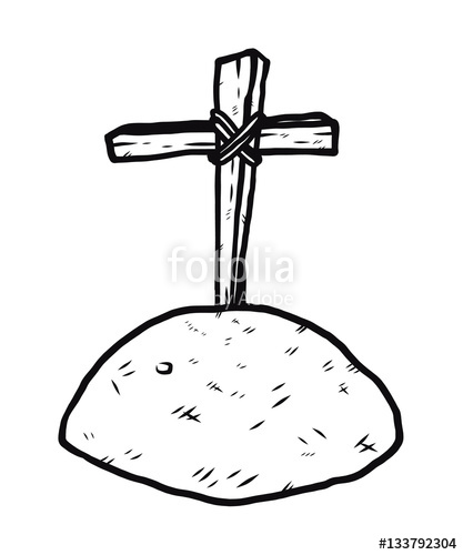 417x500 Graveyard Cartoon Vector And Illustration, Black And White, Hand