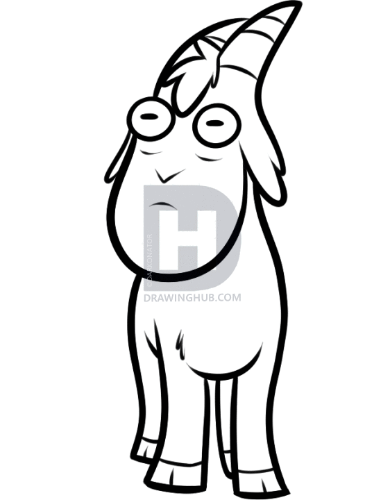 562x720 How To Draw Gompers, Gompers The Goat From Gravity Falls, Step